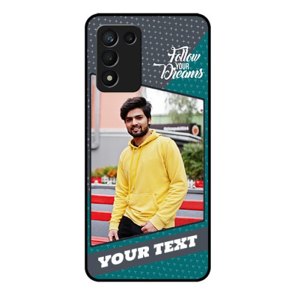 Realme 9 5G Speed Edition Personalized Glass Phone Case - Background Pattern Design with Quote Realme 9 5G Speed Edition Personalized Glass Phone Case - Background Pattern Design with Quote