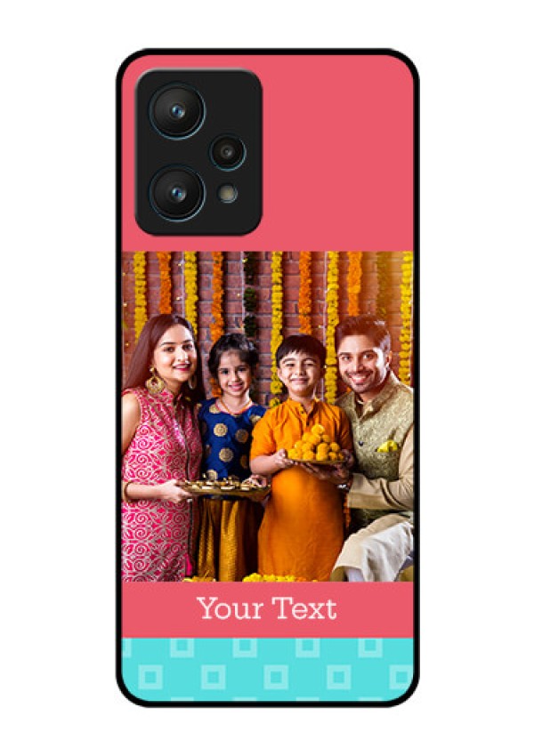 Realme 9 Pro 5G Personalized Glass Phone Case - Peach & Blue Color Design