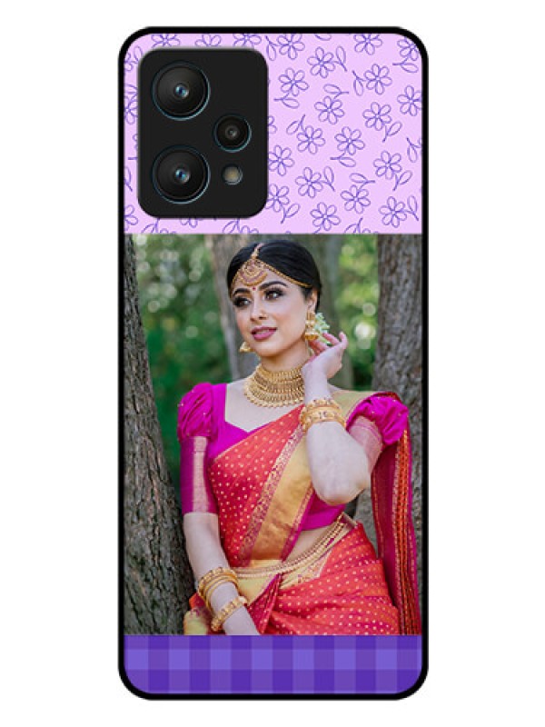 Custom Realme 9 Pro 5G Custom Glass Phone Case - Purple Floral Design