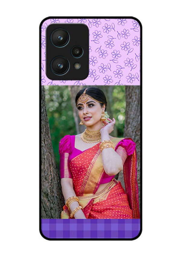 Realme 9 Pro 5G Custom Glass Phone Case - Purple Floral Design