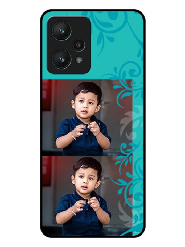 Custom Realme 9 Pro 5G Personalized Glass Phone Case - with Photo and Green Floral Design