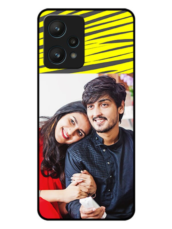 Custom Realme 9 Pro 5G Photo Printing on Glass Case - Yellow Abstract Design