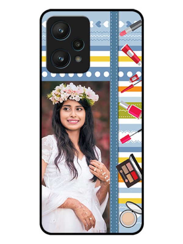 Custom Realme 9 Pro 5G Personalized Glass Phone Case - Makeup Icons Design
