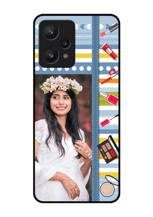 Realme 9 Pro 5G Personalized Glass Phone Case - Makeup Icons Design