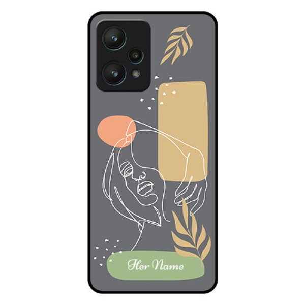Realme 9 Pro 5G Custom Glass Phone Case - Gazing Woman line art Design Realme 9 Pro 5G Custom Glass Phone Case - Gazing Woman line art Design