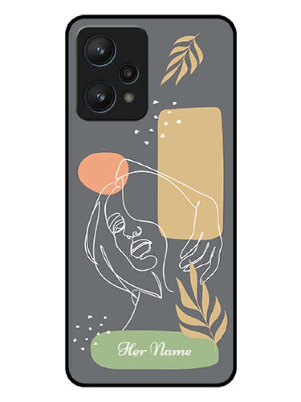 Custom Realme 9 Pro 5G Custom Glass Phone Case - Gazing Woman line art Design
