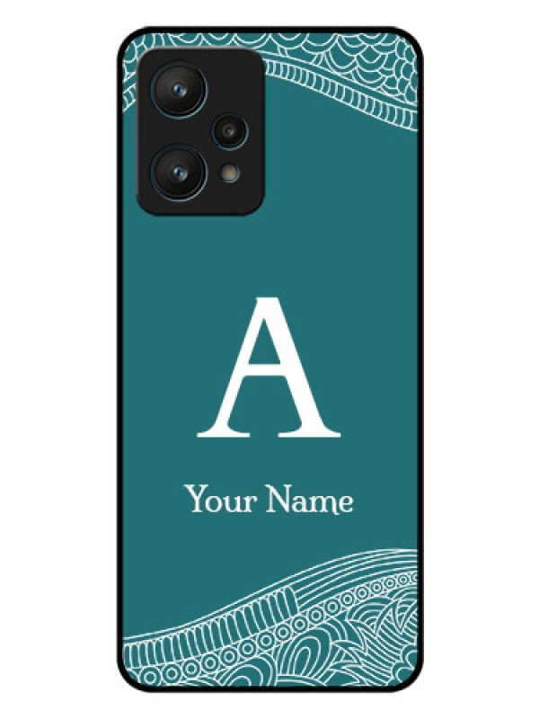 Custom Realme 9 Pro 5G Personalized Glass Phone Case - line art pattern with custom name Design