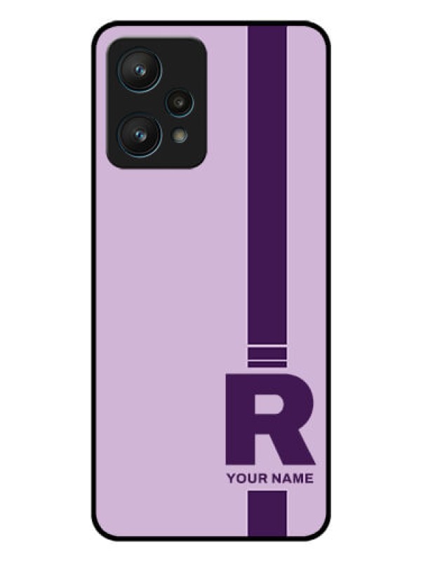 Custom Realme 9 Pro 5G Photo Printing on Glass Case - Simple dual tone stripe with name Design