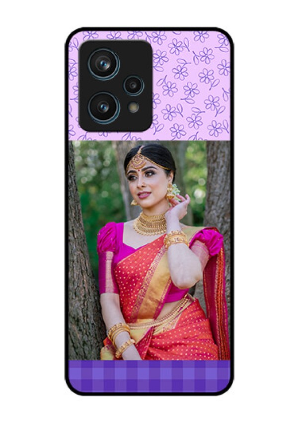 Realme 9 Pro Plus 5G Custom Glass Phone Case - Purple Floral Design