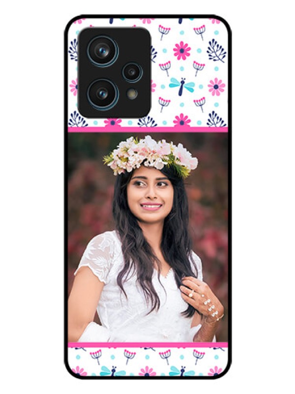 Custom Realme 9 Pro Plus 5G Photo Printing on Glass Case - Colorful Flower Design