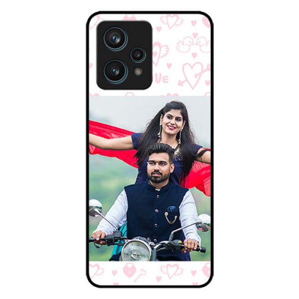 Realme 9 Pro Plus 5G Custom Glass Mobile Case - Pink Flying Heart Design Realme 9 Pro Plus 5G Custom Glass Mobile Case - Pink Flying Heart Design
