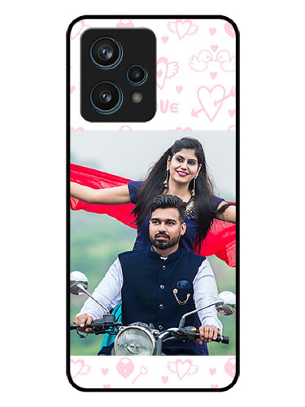 Custom Realme 9 Pro Plus 5G Custom Glass Mobile Case - Pink Flying Heart Design