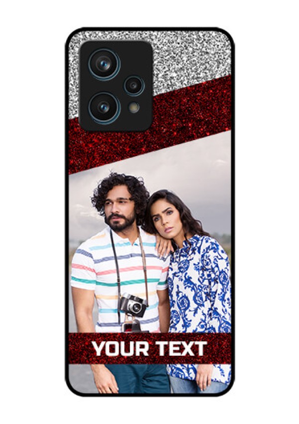 Realme 9 Pro Plus 5G Personalized Glass Phone Case - Image Holder with Glitter Strip Design