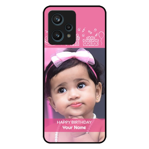 Realme 9 Pro Plus 5G Photo Printing on Glass Case - with Birthday Line Art Design Realme 9 Pro Plus 5G Photo Printing on Glass Case - with Birthday Line Art Design