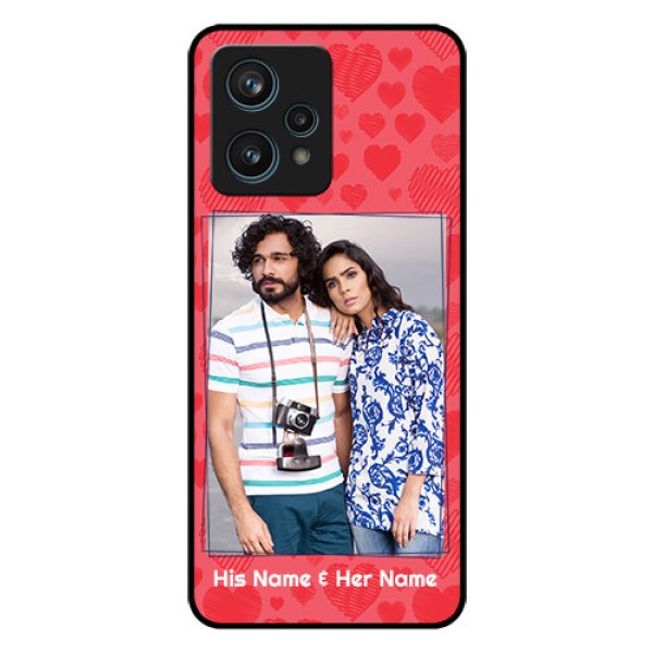 Realme 9 Pro Plus 5G Photo Printing on Glass Case - with Red Heart Symbols Design Realme 9 Pro Plus 5G Photo Printing on Glass Case - with Red Heart Symbols Design