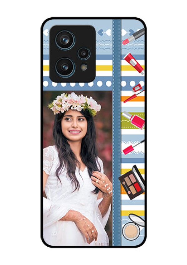Realme 9 Pro Plus 5G Personalized Glass Phone Case - Makeup Icons Design