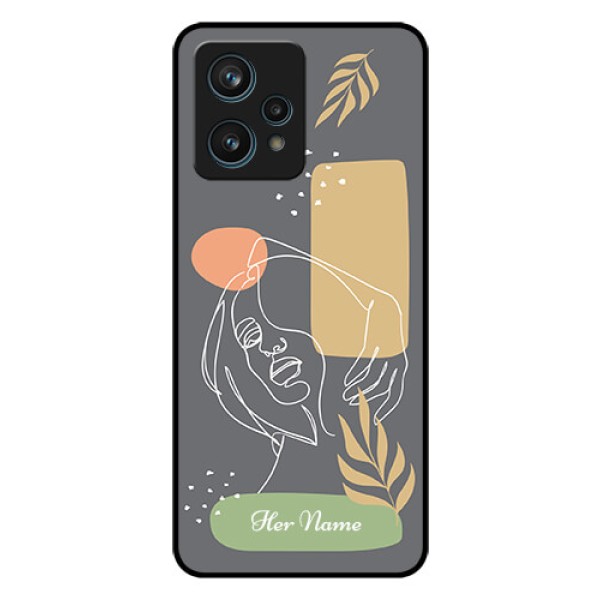 Realme 9 Pro Plus 5G Custom Glass Phone Case - Gazing Woman line art Design Realme 9 Pro Plus 5G Custom Glass Phone Case - Gazing Woman line art Design