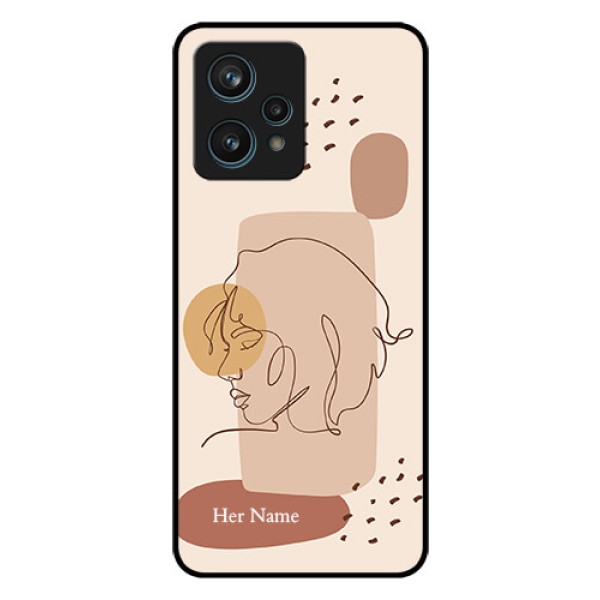 Realme 9 Pro Plus 5G Photo Printing on Glass Case - Calm Woman line art Design Realme 9 Pro Plus 5G Photo Printing on Glass Case - Calm Woman line art Design