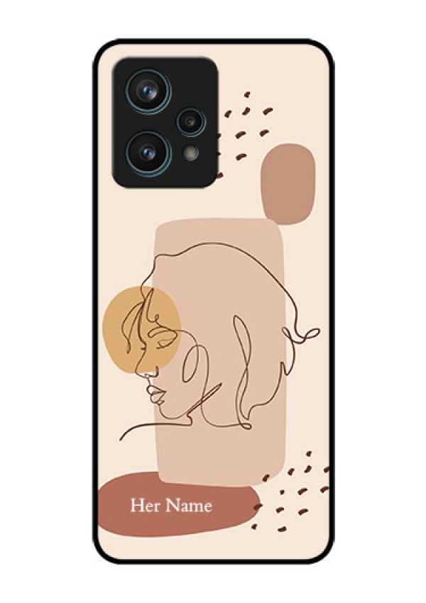 Realme 9 Pro Plus 5G Photo Printing on Glass Case - Calm Woman line art Design