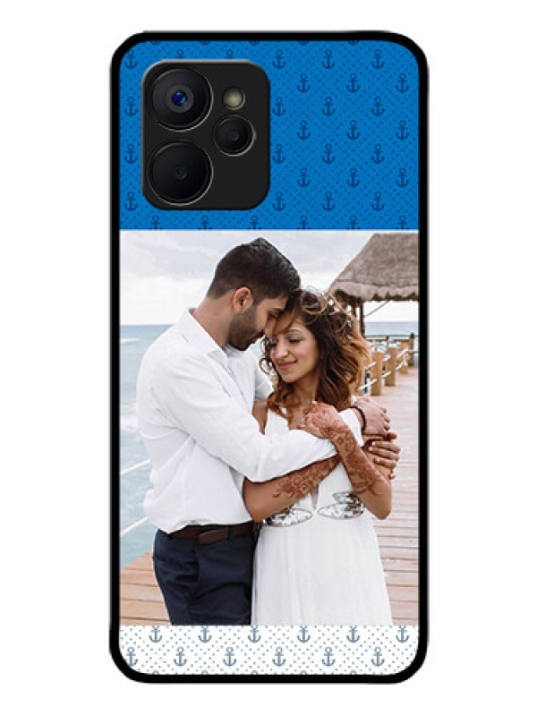 Custom Realme 9i 5G Photo Printing on Glass Case - Blue Anchors Design