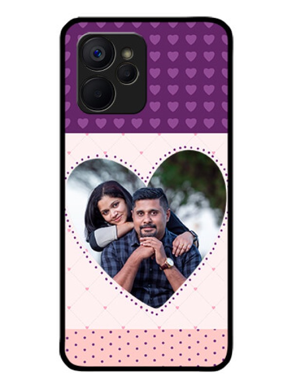Custom Realme 9i 5G Custom Glass Phone Case - Violet Love Dots Design
