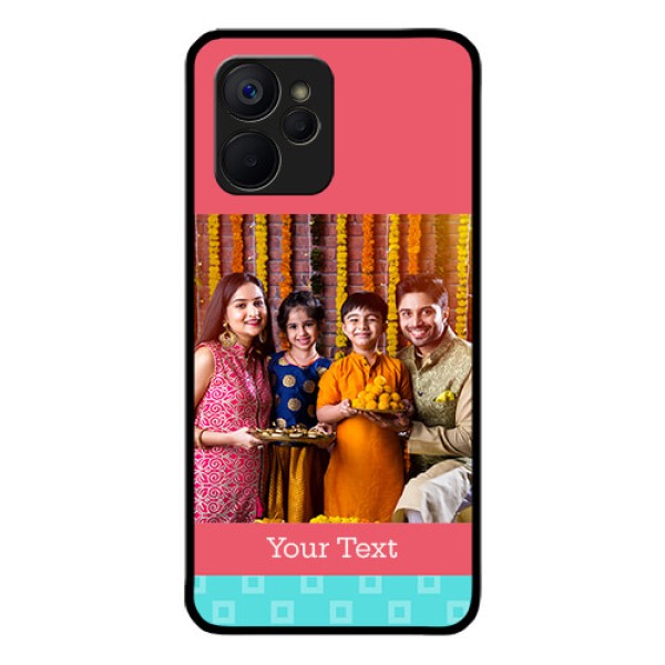 Realme 9i 5G Personalized Glass Phone Case - Peach & Blue Color Design Realme 9i 5G Personalized Glass Phone Case - Peach & Blue Color Design