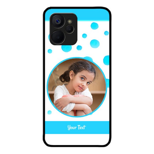 Realme 9i 5G Photo Printing on Glass Case - Blue Bubbles Pattern Design Realme 9i 5G Photo Printing on Glass Case - Blue Bubbles Pattern Design
