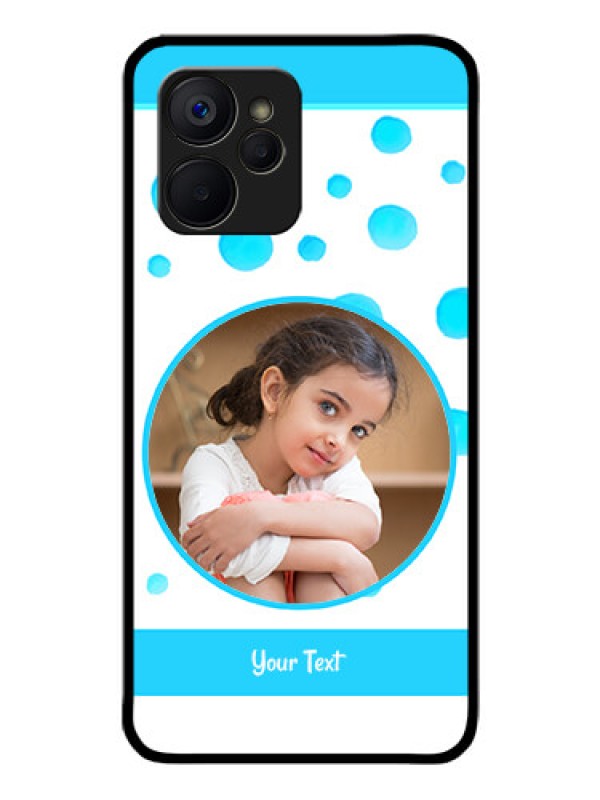 Custom Realme 9i 5G Photo Printing on Glass Case - Blue Bubbles Pattern Design
