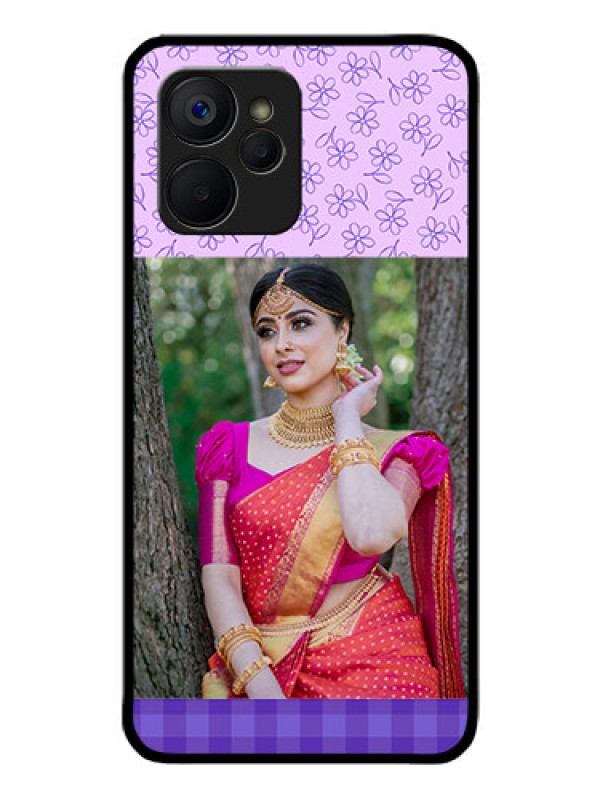 Custom Realme 9i 5G Custom Glass Phone Case - Purple Floral Design