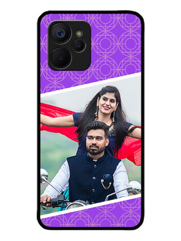 Custom Realme 9i 5G Custom Glass Phone Case - Violet Pattern Design