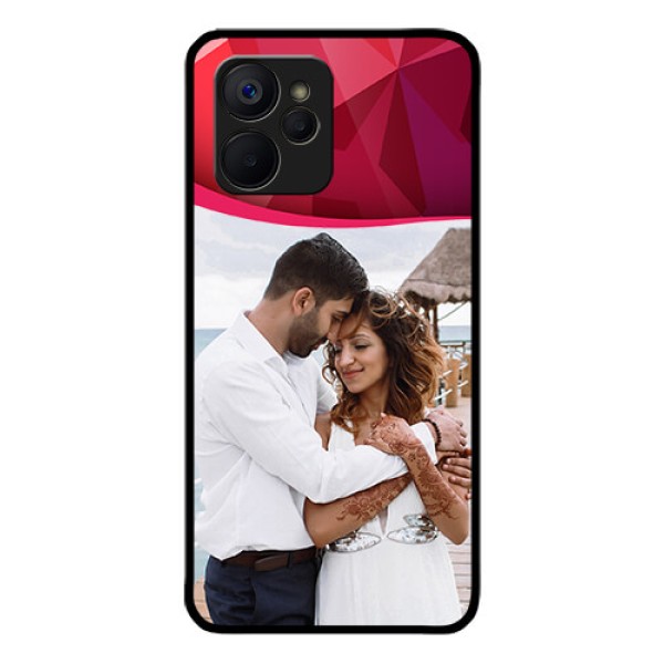 Realme 9i 5G Custom Glass Mobile Case - Red Abstract Design