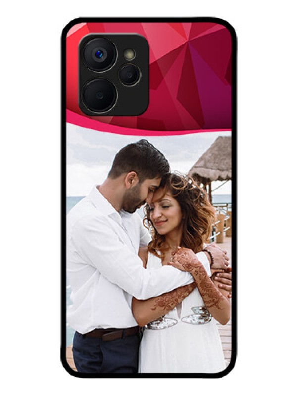 Custom Realme 9i 5G Custom Glass Mobile Case - Red Abstract Design
