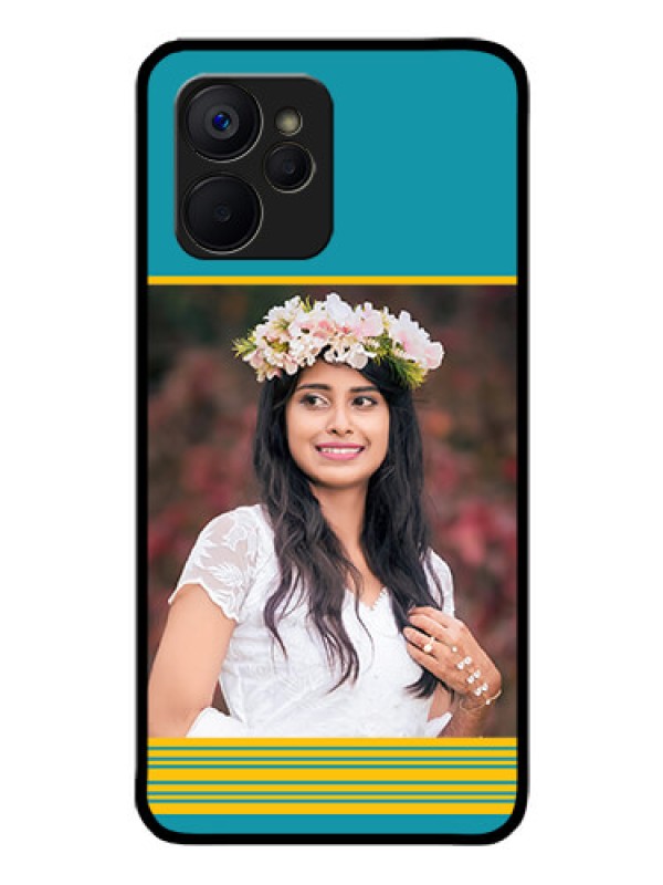 Custom Realme 9i 5G Custom Glass Phone Case - Yellow & Blue Design