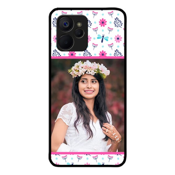Realme 9i 5G Photo Printing on Glass Case - Colorful Flower Design