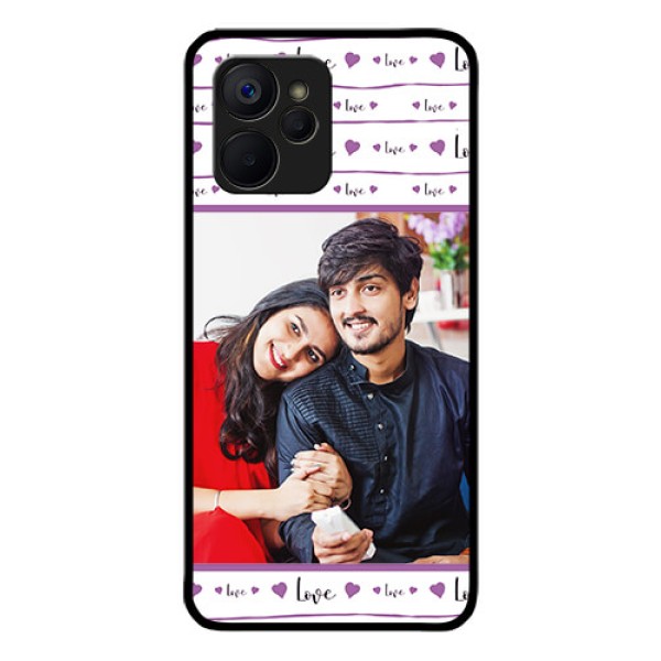 Realme 9i 5G Custom Glass Mobile Case - Couples Heart Design