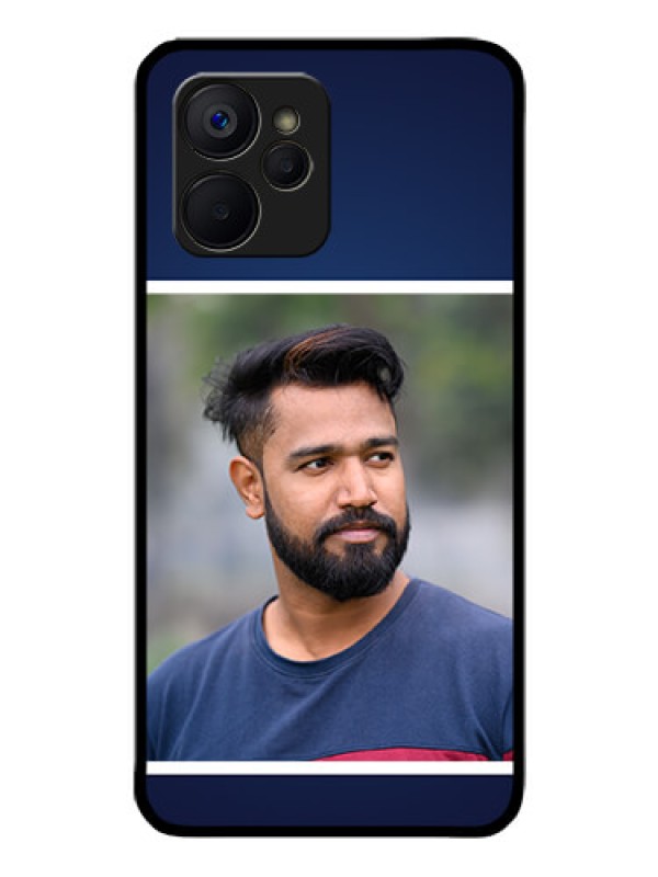 Custom Realme 9i 5G Personalized Glass Phone Case - Simple Royal Blue Design