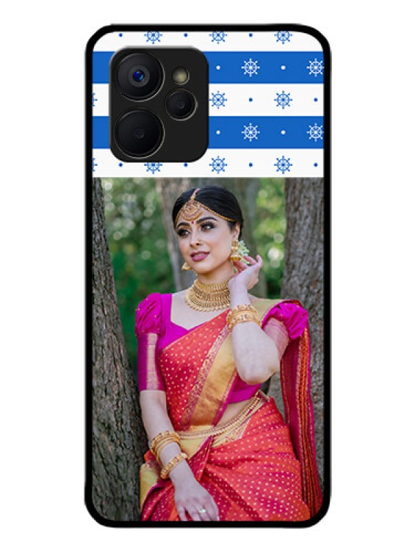 Custom Realme 9i 5G Photo Printing on Glass Case - Snow Pattern Design