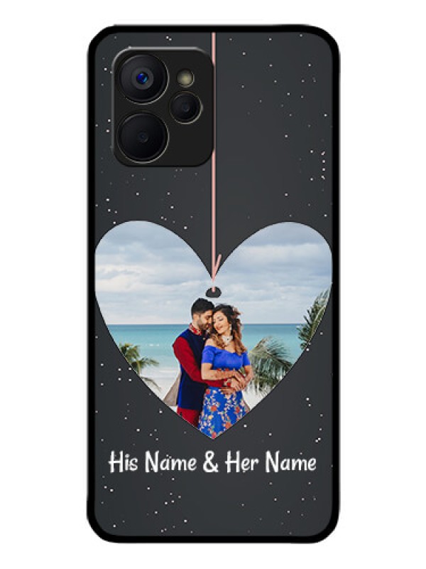 Custom Realme 9i 5G Custom Glass Phone Case - Hanging Heart Design