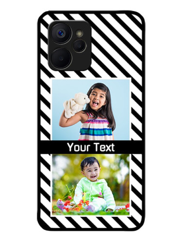Custom Realme 9i 5G Photo Printing on Glass Case - Black And White Stripes Design
