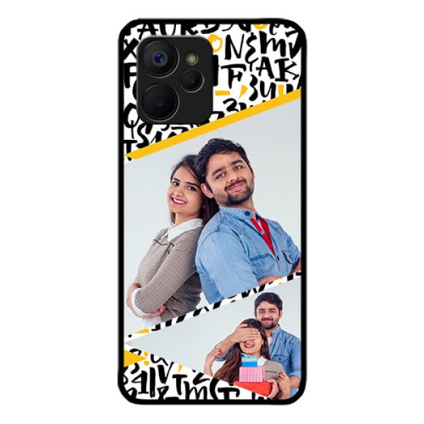 Realme 9i 5G Custom Glass Mobile Case - Letters Pattern Design