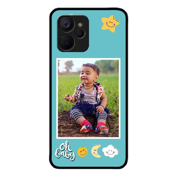 Realme 9i 5G Personalized Glass Phone Case - Smiley Kids Stars Design Realme 9i 5G Personalized Glass Phone Case - Smiley Kids Stars Design