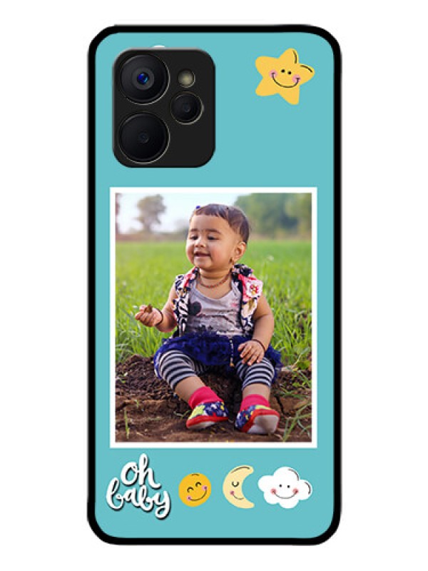 Custom Realme 9i 5G Personalized Glass Phone Case - Smiley Kids Stars Design