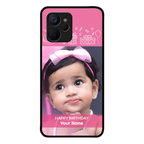 Realme 9i 5G Photo Printing on Glass Case - with Birthday Line Art Design Realme 9i 5G Photo Printing on Glass Case - with Birthday Line Art Design