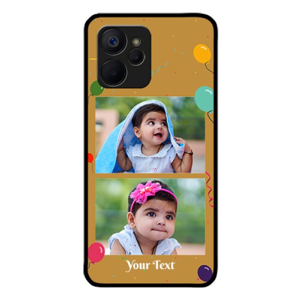 Realme 9i 5G Personalized Glass Phone Case - Image Holder with Birthday Celebrations Design