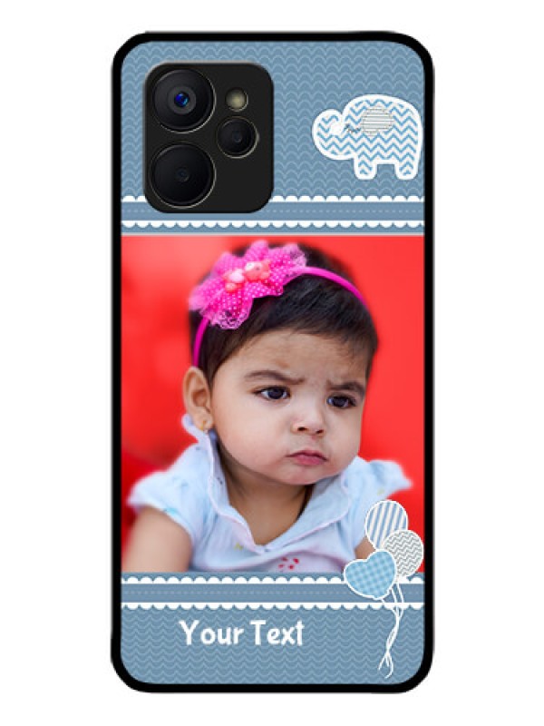 Custom Realme 9i 5G Photo Printing on Glass Case - with Kids Pattern Design