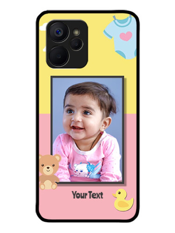Custom Realme 9i 5G Photo Printing on Glass Case - Kids 2 Color Design