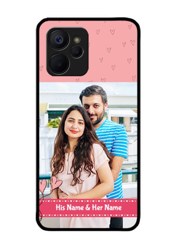 Realme 9i 5G Personalized Glass Phone Case - Love Design Peach Color