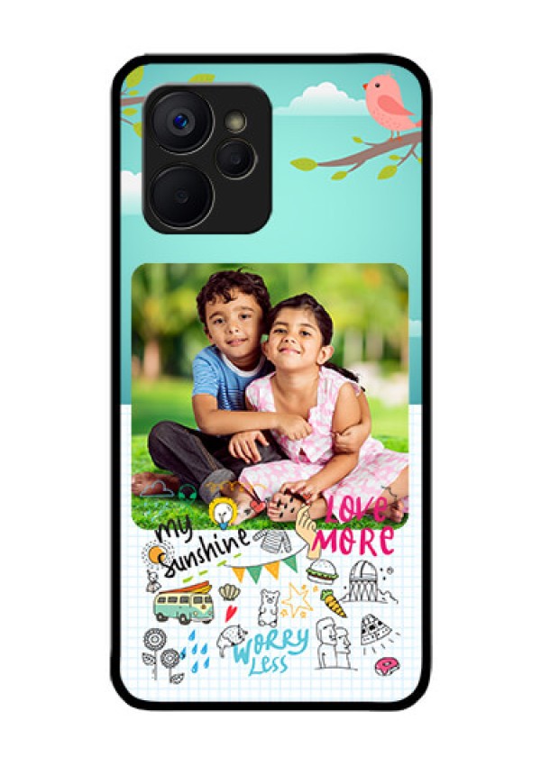 Realme 9i 5G Photo Printing on Glass Case - Doodle love Design