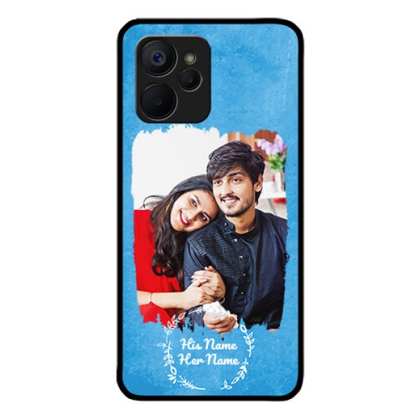Realme 9I 5G Custom Glass Phone Case - Blue Color Vintage Design Realme 9I 5G Custom Glass Phone Case - Blue Color Vintage Design