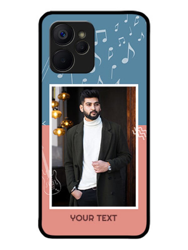 Custom Realme 9i 5G Photo Printing on Glass Case - with Color Musical Note Design